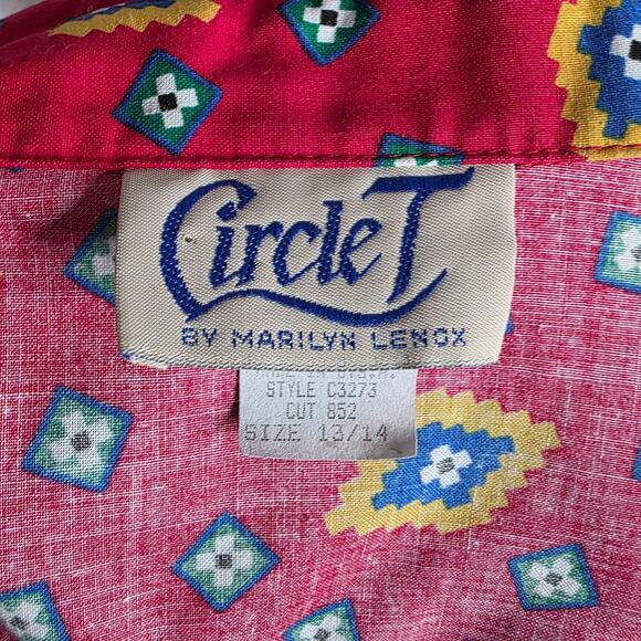 VTG Circle T Square Dance Western Shirt – Eyelet Yoke, sz 13/14 - Picture 7 of 8